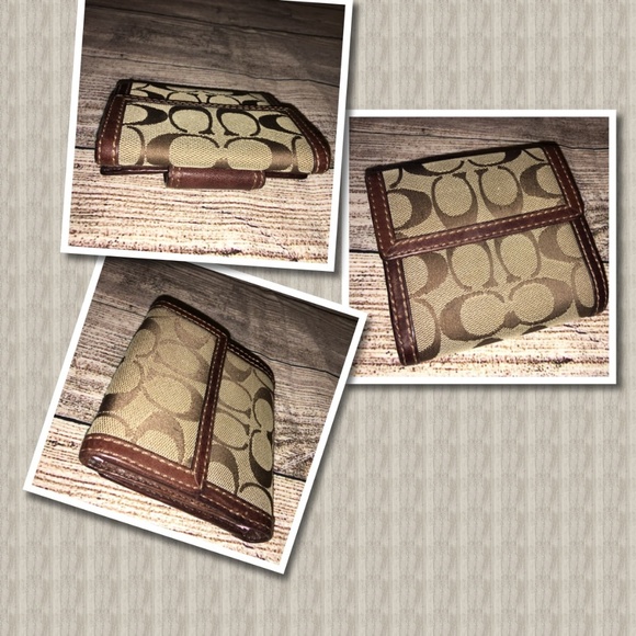 SOLD! COACH Khaki/Mahogany Bifold Turn Lock Wallet - Picture 7 of 8